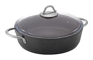 Bonera Pro PLUS28 Cam Kapaklı Granit 28 cm Karnıyarık Tencere