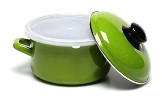 Essenso Cook&Store Emaye 18 cm Derin Tencere Yeşil