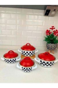 Sezka Life Dama Desen Emaye 14 cm Basık Tencere