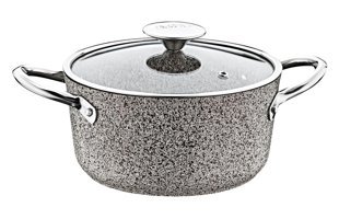 Oms Collection Bio 3316 İndüksiyon Cam Kapaklı Granit 28 cm Derin Tencere