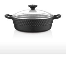 Laviss Kitchen Ferro Plus Cam Kapaklı Döküm 30 cm Karnıyarık Tencere