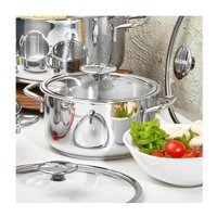 Amboss Cool İndüksiyon Cam Kapaklı Paslanmaz Çelik 24 cm Derin Tencere