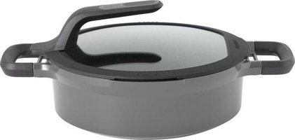 Berghoff Gem Stay Cool Cam Kapaklı Döküm 28 cm Basık Tencere Gri