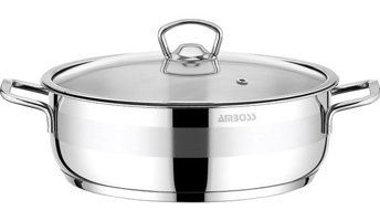 Amboss Saphire SAP 4370 Cam Kapaklı Paslanmaz Çelik 26 cm Basık Tencere