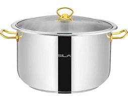 Sıla Gold Cam Kapaklı Çelik 22 cm Derin Tencere