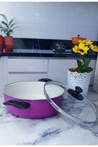 Tarık Home Cam Kapaklı Teflon 24 cm Karnıyarık Tencere