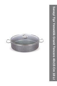 Viyalente Endüstriyel Cam Kapaklı Granit 40x15 cm Basık Tencere