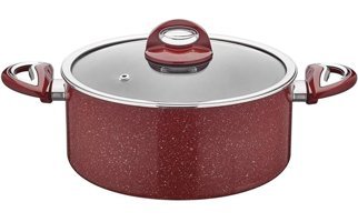 Taç Titan TT-1133 Cam Kapaklı Granit 28 cm Derin Tencere