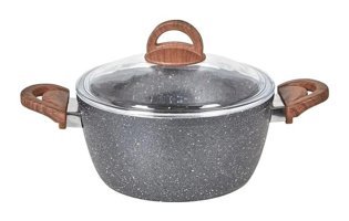 Karizma Cam Kapaklı Granit 22 cm Derin Tencere