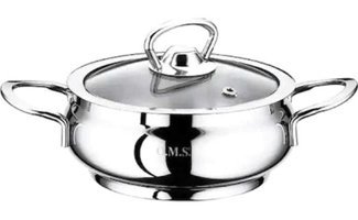 Oms Collection Mini Küre 2009 Cam Kapaklı Paslanmaz Çelik 16 cm Basık Tencere