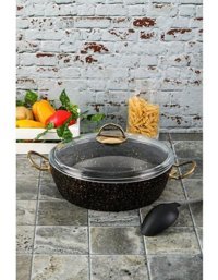 Cooker 2814 Cam Kapaklı Granit 28 cm Basık Tencere