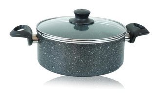 By Kardelen No:20 Cam Kapaklı Granit 20 cm Derin Tencere