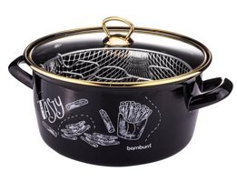 Bambum Darky Tasty Cam Kapaklı Granit 22 cm Derin Tencere