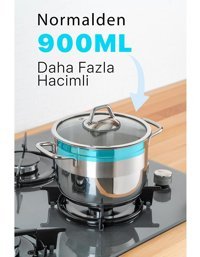 Acar Karat Deep Plus Cam Kapaklı Çelik 20 cm Derin Tencere