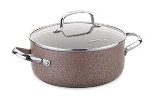 Korkmaz Browni A2902 Cam Kapaklı Granit 20 cm Derin Tencere