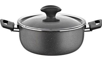 Papilla Fred Cam Kapaklı Granit 22 cm Derin Tencere