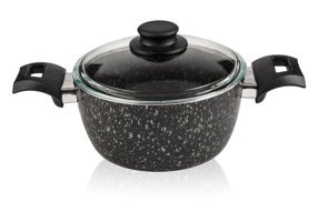 Cem Prestige Cam Kapaklı Granit 20 cm Derin Tencere