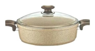 Gülsan Safran Cam Kapaklı Granit 30 cm Basık Tencere