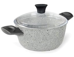 Flonal Dura İndüksiyon Cam Kapaklı Granit 20 cm Derin Tencere