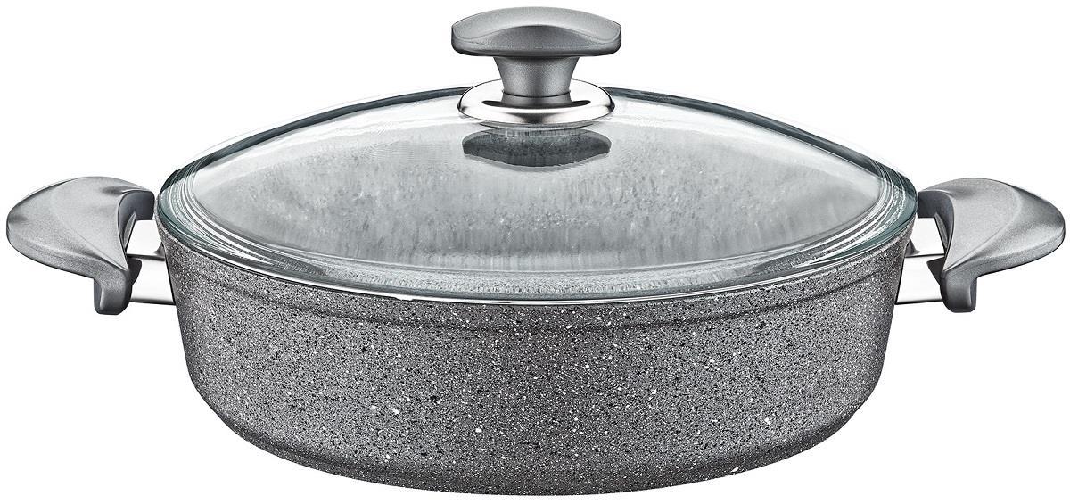 Oms Collection 3310 Cam Kapaklı Granit 30 cm Basık Tencere