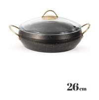 Esse Gold Cam Kapaklı Granit 26 cm Basık Tencere
