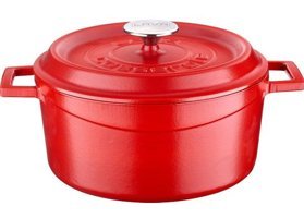 Lava Trendy Demir Döküm 24 cm Derin Tencere Kırmızı