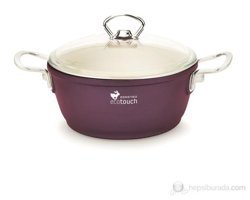 Essenso Ecotouch Verona Cam Kapaklı Granit 22 cm Derin Tencere Mor