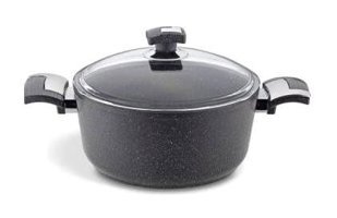 Bonera Vogue Cam Kapaklı Granit 28 cm Derin Tencere