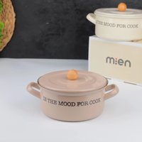 Mien Emaye 18 cm Derin Tencere Krem