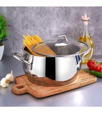 Polo Chef Proline Cam Kapaklı Paslanmaz Çelik 22 cm Derin Tencere