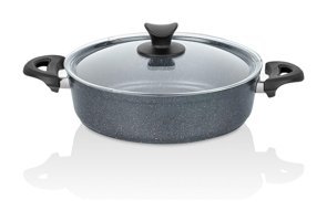 Taç Mastercook Cam Kapaklı Granit 30 cm Basık Tencere