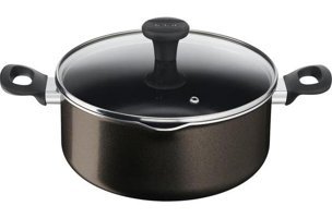Tefal Early Plus Cam Kapaklı Titanyum 24 cm Derin Tencere