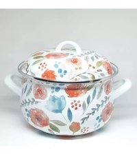 Avşar Flower Emaye 22 cm Derin Tencere