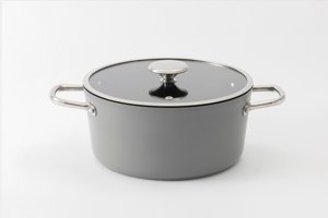 Vivense Kitchen Essentials Cam Kapaklı Granit 24 cm Derin Tencere Mavi