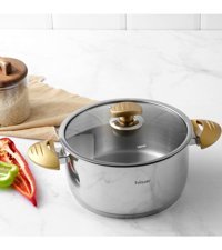 Hisar Lizbon Ideal Mini İndüksiyon Cam Kapaklı Çelik 22 cm Karnıyarık Tencere