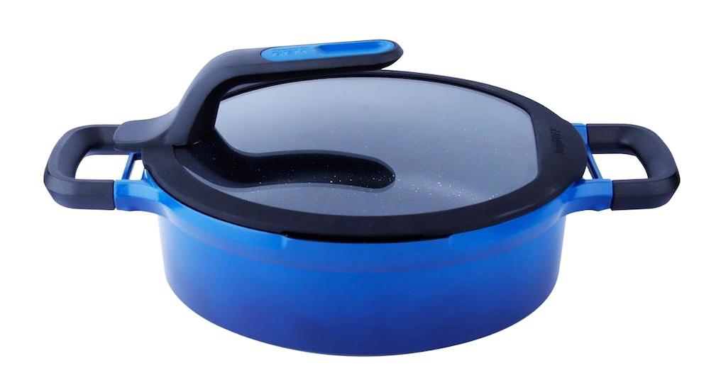 Berghoff Gem Stay Cool Cam Kapaklı Alüminyum 24 cm Basık Tencere Mavi