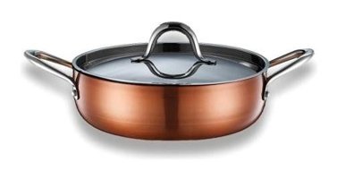 Brioni Copperfield Cam Kapaklı Paslanmaz Çelik 24 cm Basık Tencere