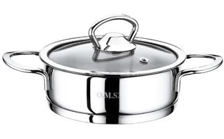 Oms Collection Mini 2008 Cam Kapaklı Paslanmaz Çelik 16 cm Basık Tencere