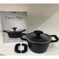 Ferro Plus Cam Kapaklı Döküm-Granit 16 cm Derin Tencere