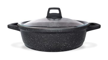 Khor Negro Cam Kapaklı Döküm 26 cm Basık Tencere