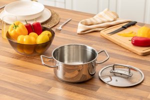 Vivense Kitchen Essentials Cam Kapaklı Çelik 18 cm Derin Tencere