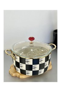 Acar Kitchen Beyond Dama Cam Kapaklı Emaye 22 cm Derin Tencere