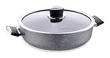 Korkmaz Palma A3905 Cam Kapaklı Granit 24 cm Basık Tencere