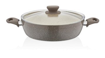 Cosiness Panamera Cam Kapaklı Granit 30 cm Basık Tencere