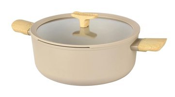 Berghoff Leo Balance Cam Kapaklı Alüminyum 28 cm Basık Tencere Bej