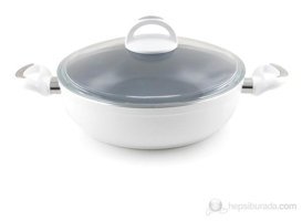 Essenso Ecotouch Madrid Cam Kapaklı Granit 26 cm Basık Tencere