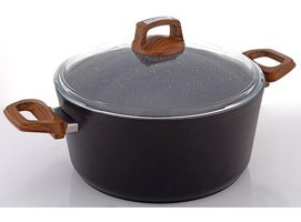 Bonera Vogue Cam Kapaklı Granit 30 cm Derin Tencere