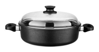 Leggno Pyrex İndüksiyon Cam Kapaklı Döküm 28 cm Basık Tencere