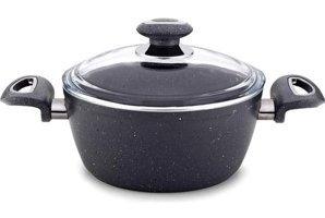 Öncü Cam Kapaklı Granit 22 cm Derin Tencere Gri