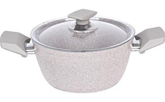 Fms No:20 Cam Kapaklı Granit 20 cm Derin Tencere Bej